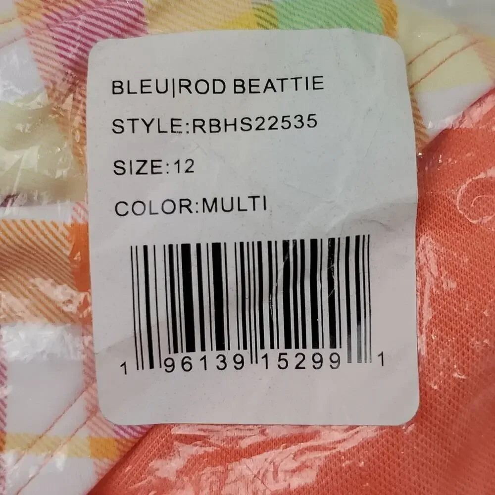 Bleu Rod Beattie Women's Multicolor Plaid Side Tie Hipster Bikini Bottom Size 12